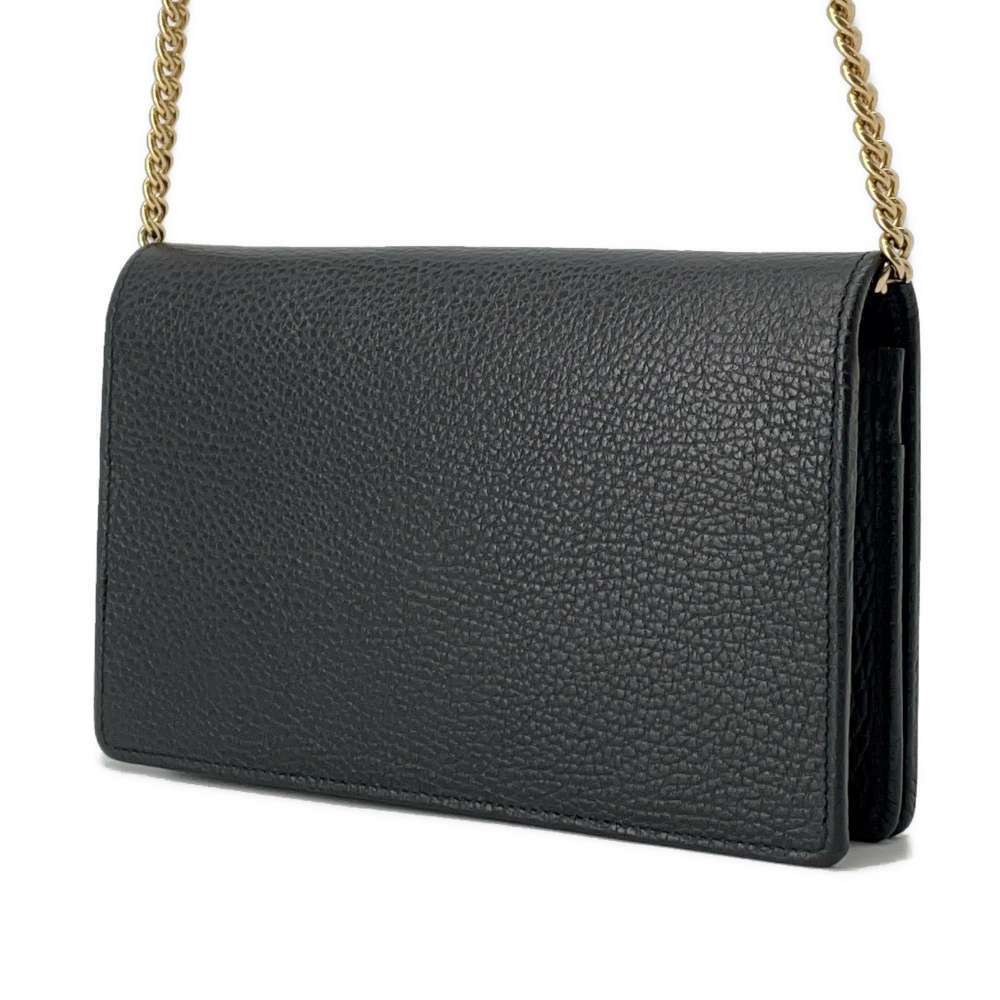 Gucci Black GG Marmont Long Leather Wallet Bag Chain